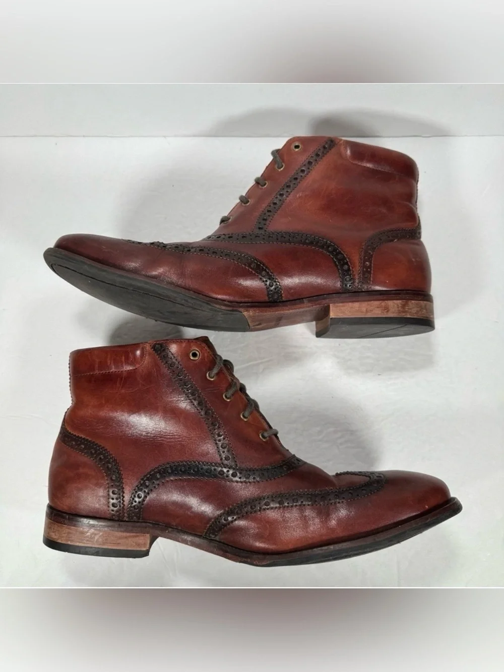 Cole Haan Brown Leather Williams Wingtip Lace Up Chukka Boots Men Size 10W